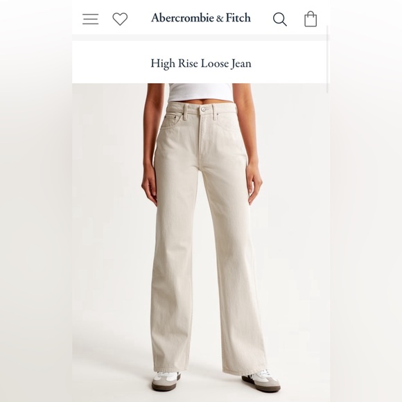 NWT Abercrombie & Fitch High Rise Loose Jean in stone size 4R - Picture 3 of 9